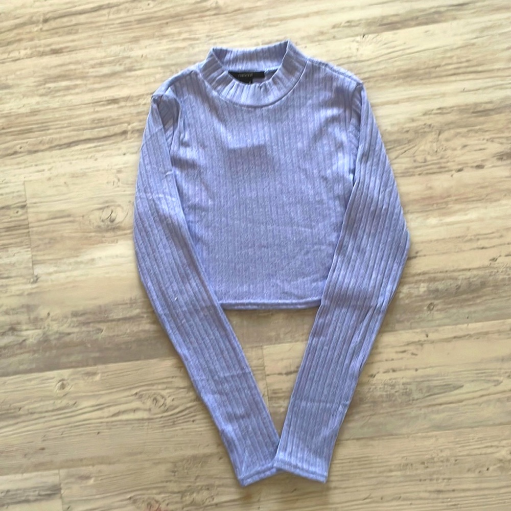 Periwinkle/Heather Blue long-sleeved crop top, size medium, from Forever 21!